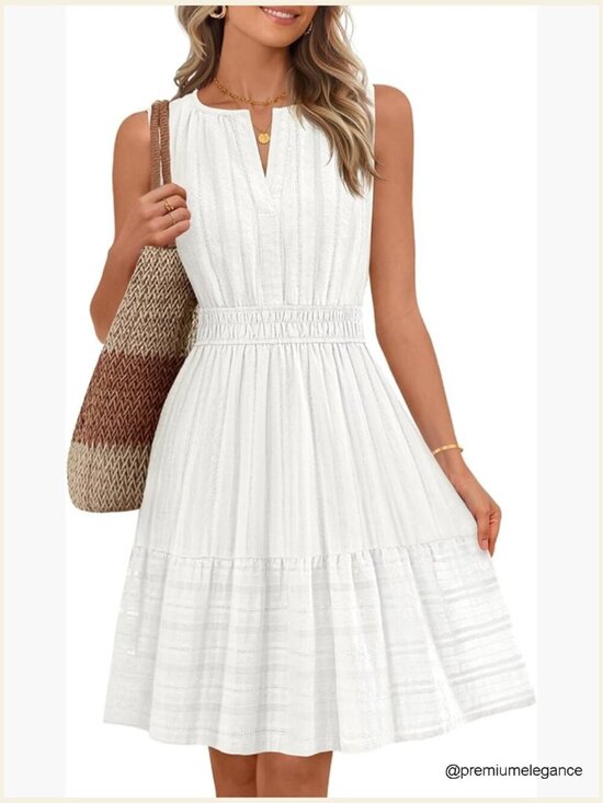 Dresses & Skirts - Sleeveless V-Neck Flowy A-Line Mini Sundress with Pockets